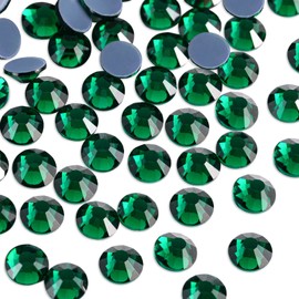 Beadsland Pack of 2880 Emerald Green Hotfix Rhinestones, Heatfix Rhinestones for Crafts, Hotfix Crystal Round Gemstones, Emerald Green (SS10/2.7-2.9 mm)