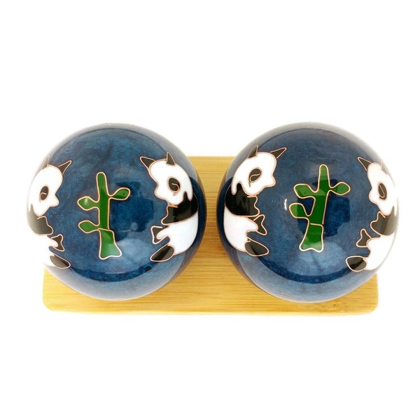 Top Chi Panda Baoding Balls with Bamboo Stand (Medium 1.6 Inch)