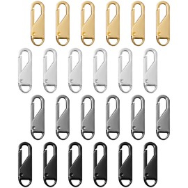 HAIKING Replacement Metal Zipper, 24 PCS Universal Detachable Zipper Pull Kit for Suitcases, Coat, Boots, Jacket, Backpacks (4 Colors)