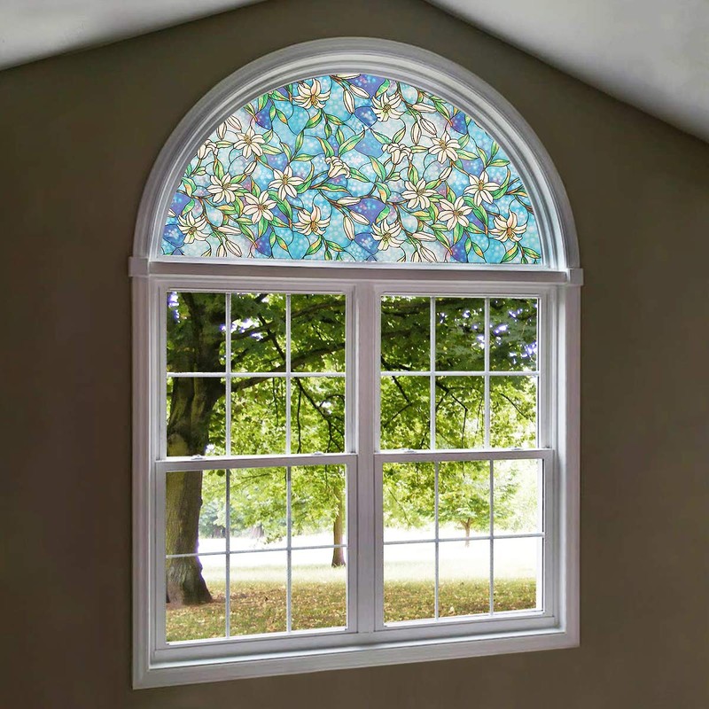 PROTINT WINDOWS Precut Orchid Decorative Arched Window Film, Self Static