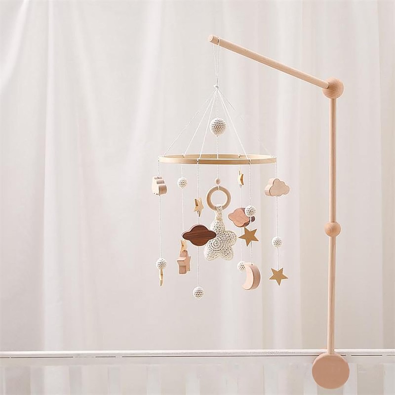 Playtastic Cot Toy Baby Mobile with Stars Wooden Bed Toy