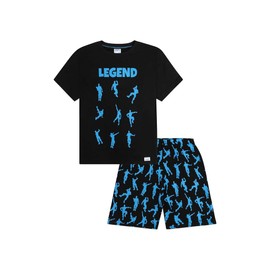 Boys Emote Legend Dance Gaming Black Blue Cotton Short Pyjamas (10-11 Years)