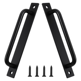 Pack of 2 Sliding Door Handles, Door Handles, Sliding Doors, Black with 4 Screws, Robust Vintage Cast Iron Door Handle Plate, Balcony Door, Exterior Furniture Handles, Barn Door Handles for Barn Door