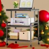 Unikito 3-Tier Printer Stand with Charging Station, Adjustable Rolling Cart