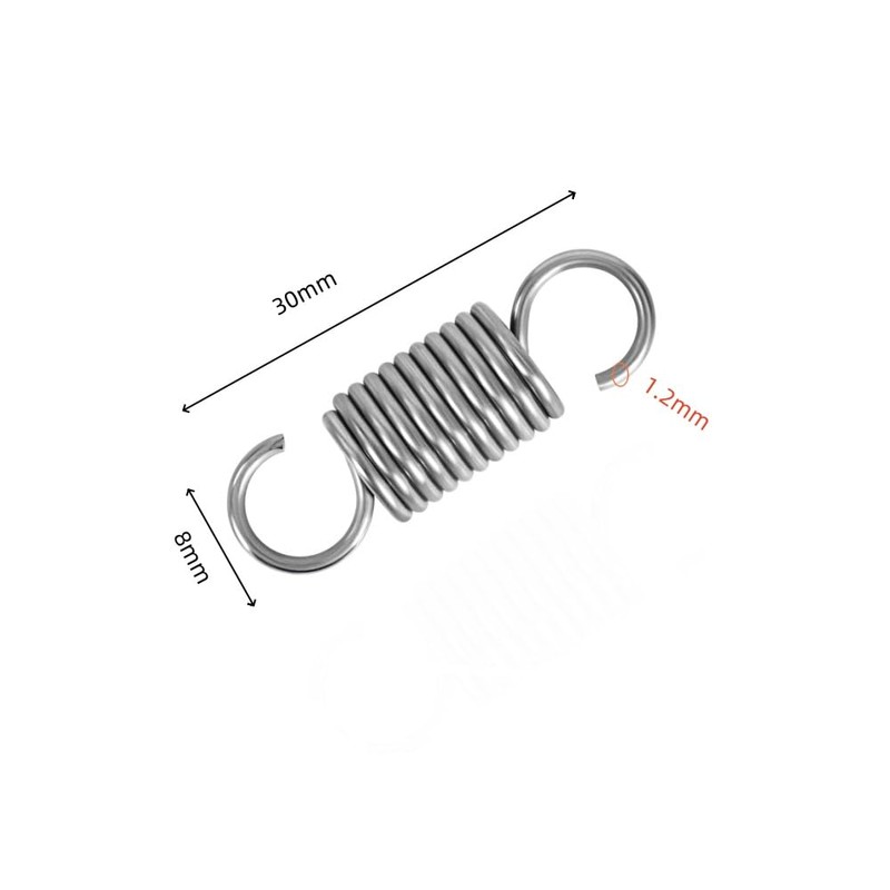 15 Pieces Tension Springs, 1.2 x 8 x 30 mm