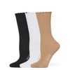 HUE Women's Scalloped Pointelle Sock, Asst. #2: Tiger’s Eye/White/Black, One
