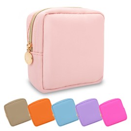 UIXIZQ Waterproof Mini Makeup Bag Pouch for Purse,Small Cosmetic Travel Bag Pouch Nylon Toiletry Organizers Bag for Women Girls,Cute Mini Zipper Pouch Preppy Coin Purse for Work(Mini-Flamingo)