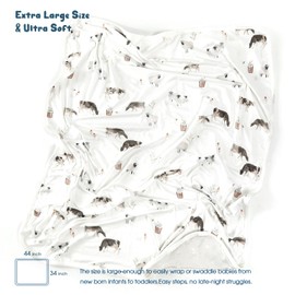 GRSSDER Baby Blankets Super Soft Stretchy Jersey Knit Swaddle Blankets for Baby Girls and Boys, Double Layer Receiving Blankets 34 x 44 Extra Large for Swaddling, Farm Animals