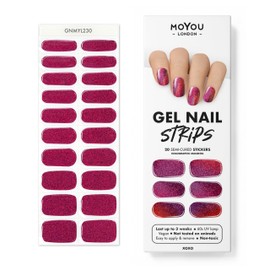 MOYOU LONDON Semi Cured Gel Nail Strips, 20 Pc. Gel Wraps for Nails, Get 1 Free UV Lamp When You Get 3 or More, Easy Apply & Remove for Salon-Quality Manicure -XOXO