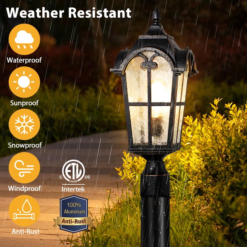 Slypadan Dusk to Dawn Outdoor Post Lights,Black Waterproof Lamp Post