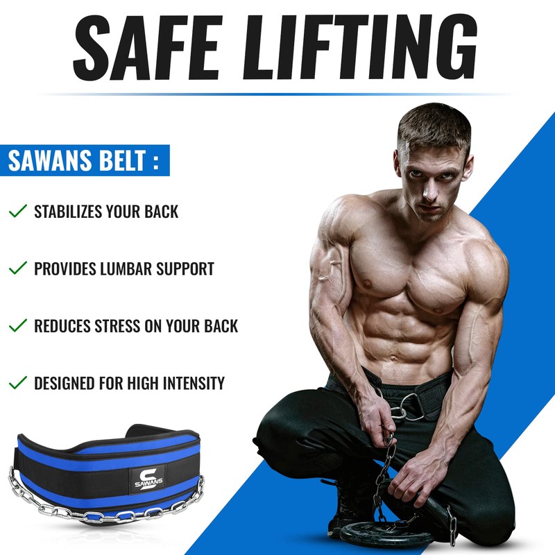 Dip Belt with 36 Inches Heavy Duty Bodybuilding Weight Lifting
