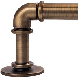 WORLD RODS Industrial Curtain Rods 18 to 45 in,Blackout Curtain Rod,Adjustable Length,1 in Diameter Pipe,Wall or Ceiling Mounted,for Bedroom and Living Room (Antique Brass18” to 45”)