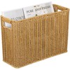 PRETYZOOM Hand-Woven Magazine Holder, Narrow Tall Wicker Magazine Basket, Natural