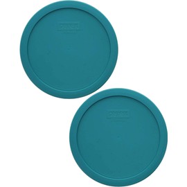 Pyrex 7402-PC 7-Cup Turquoise Plastic Food Storage Lid, 2 Pack - Original Genuine Pyrex - Made In The USA
