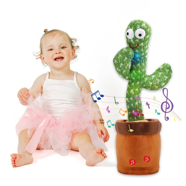 MIAODAM Dancing Cactus, Talking Cactus Baby Toy Repeating Words Smart Cactus Toy Dancing and Singing 100 Songs Funny Toy for Kids and Adults, Plush Interactive Toy Figures