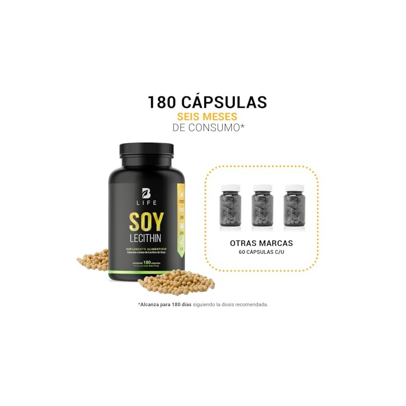B Life Lecitina de Soya con 180 Cápsulas Blandas