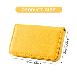 Hnonoxy Business Card Case, Flip Style, PU Leather, High Quality Business Card Holder with Magnetic Closure, Pocket Business Name Card Holder, Credit Card Holder / Wallet for Men and Women, yellow