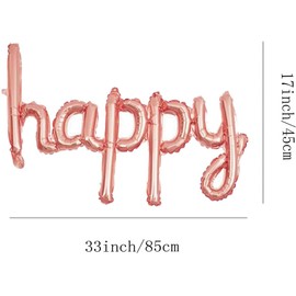 Happy Birthday Balloons Banner,16 Inch Mylar Foil Letters Balloons，Birthday Party Banner For Kids And Boy And Girl Adults，Reusable Ecofriendly Material for Birthday Party Decorations (Rose Gold)