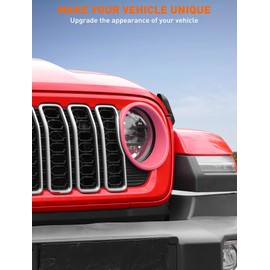 Savadicar Headlight Covers for 2024+ Jeep Wrangler (JL) & Gladiator (JT) - Personalize Your Vehicle Appearance with Headlamps Bezels, Exterior Trim Accessories, Pink