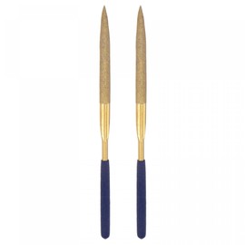 sourcing map Diamond Needle File Titanium Coated Half Round Files Hand Tool with TPU Handle for Metal Stone Wood 5 mm x 180 mm Pack of 2