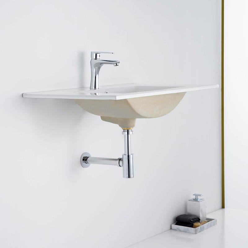 Miraga Bathroom Sink Stopper P-Trap Complete Set Adjustable 1-1/4 Sink