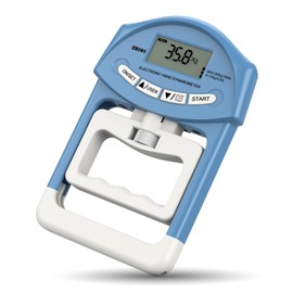 Blue Electronic Hand Dynamometer - 90 kg / 200 lbs Capacity Hand Grip Strengthener with 19 Records - Ideal for Strength Training, Rehabilitation and Progress Tracking