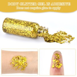 DODUOS 6 Body Gel Glitzer Glitzer Haare, Fasching Glitzer Schminke Bottle Body Gel Glitter Schminke, Festival Glitzer Gesicht für Weihnachten Festival Masquerade Birthday Makeup