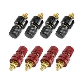 QWORK Power Junction Post Connector Terminal Kit, 8Pcs M6 Premium Remote Battery Power Terminal Stud Connector (Red & Black)