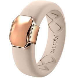 Egnaro Silicone Wedding Bands for Women, Inner Arc Ergonomic Breathable Design Womens Silicone Wedding Ring with Metal Plate, 4mm Width Rubber Wedding Bands Women with Metal Plate, No-Toxic,Skin Safe