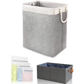 BESWILL 6 In 1 Laundry Basket Set, 65L Collapsible Laundry Hamper with Handle, Foldable Storage Bin for Organizing, Laundry Bags for Delicates, Hanging Underwear Storage for Dorm, Laundry Room, Home