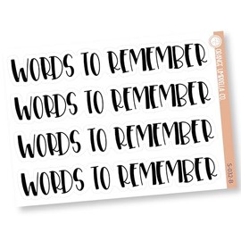 Words To Remember Header Stickers, Dashboard Pages, Dash Board Notes, Goal Setting Planner Stickers (S-032-B)