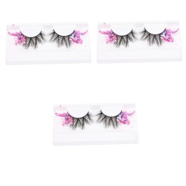 Ipetboom 3 Pairs Glitter False Eyelashes Dramatic Design Fluorescent Strip Lashes Women