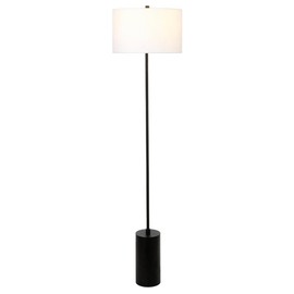 Somerset 64" Tall Floor Lamp with Fabric Shade in Blackened Bronze/White