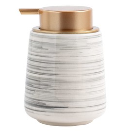 Coffeezone 11 oz Hand Paint Ceramic Lotion Dispenser Liquid Hand Soap Dispenser Pump Bottle for Kitchen Bathroom (Handpaint Grey)