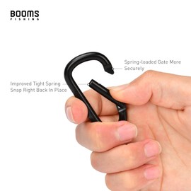 Booms Fishing CC2 Carabiner Clip, Small Carabiner Keychain, Multi-use Aluminium D Ring Caribeener Clips, 6pcs 1.9inch Black