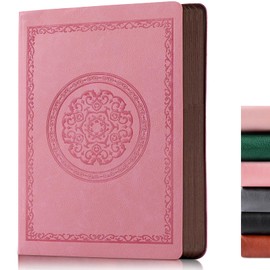 Fetinar 300 Pages Leather Dotted Journal Notebook,Softcover Leather Dotted Journal Notebook for Women Men,300 Pages Notebook for Travel,Business,Work,Office,School Note Taking,5.7'' X 8.3'',pink