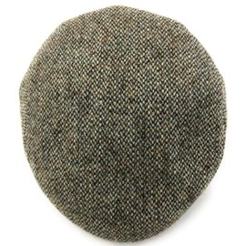 BRAW CLANS TARTANS World Famous Genuine Harris Tweed Flat Cap Made by The Finest Cap Makers in UK - Quilted Lining - Traditional Fit - Green Fleck 4210