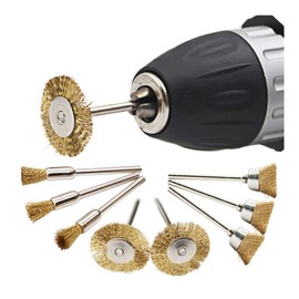 Acxico 9 Pcs Copper Wire Brushes Metal Brush Rust Removing Brush Polishing Brush for Rotary Grinder Tool