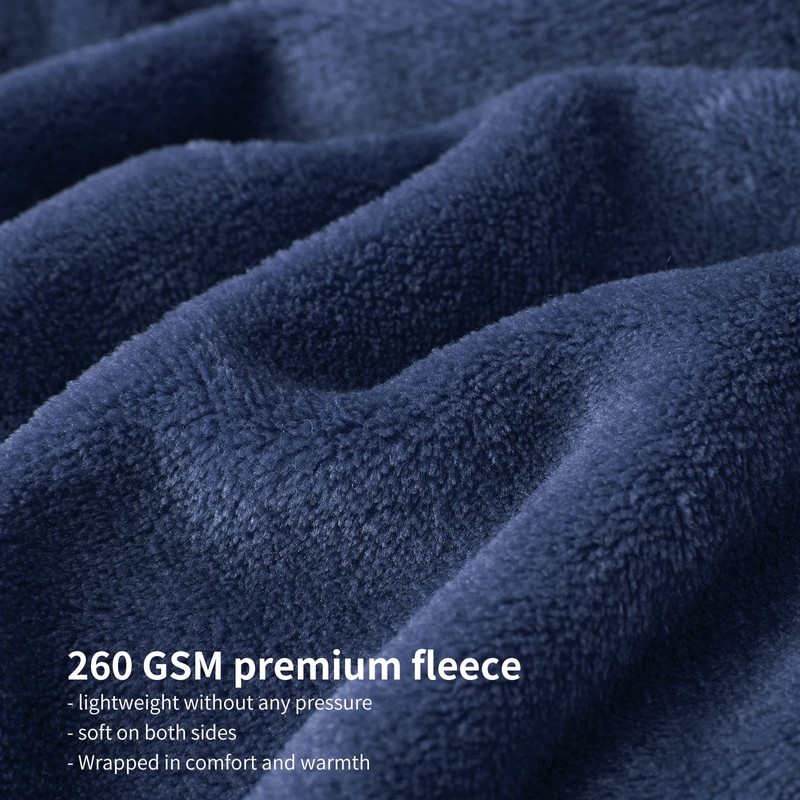 Aisbo Fleece Blanket Navy Blue Throw - Versatile Soft Warm