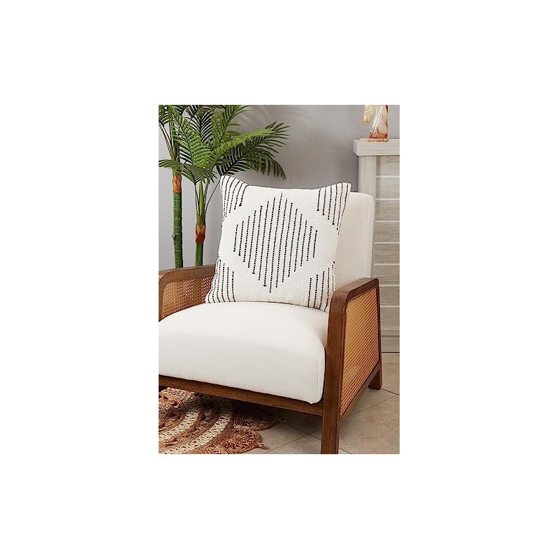 SARO LIFESTYLE Diamond Delight Woven Throw Pillow Cover, Black/White, 20"