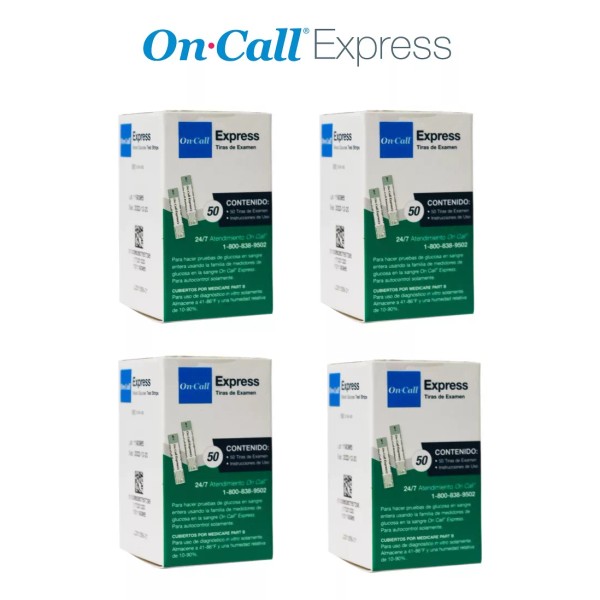 On Call Tiras Reactivas Para Glucómetro On Call Express - 200 Piezas Color Blanco