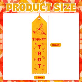 Mindsoft 200 Pcs Thanksgiving Turkey Trot Award Ribbons Bulk 2 x 8 Inch Turkey Medal Ribbons with Card and String Thanksgiving Race Prizes Awards for Tournament Party Family