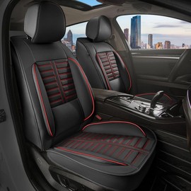 RAWAKORW Full Set Seat Covers Fit for Buick Envision 2016-2024 2025 | with Lumbar Support | Airbag Compatible | Premium Faux Leather Waterproof Car Seat Cushion (5 Seat, Black&Red)