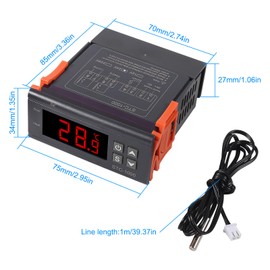 AOICRIE STC-1000 10A DC 24V Digital LED Temperature Controller Cooling Heating Centigrade Thermostat 2 Relays LED Output with NTC Sensor Probe 1pcs