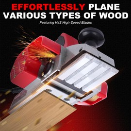 BHTOP Electric Hand Planer, Wood Planer for Woodworking, 3-1/4 Inch Corded Planer with Blades, Edge Guide（8201）