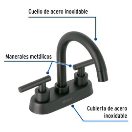 Foset Tubig TBM-62M, Mezcladora para lavabo,tipo bar, manerales palanca, negro mate