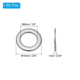 PATIKIL 304 Stainless Steel Flat Gasket, 50 Pack 1/4" ID x 2/5" OD x 0.04" Thick Metal Fender Washers Small Washers for Screws and Bolts Assortment