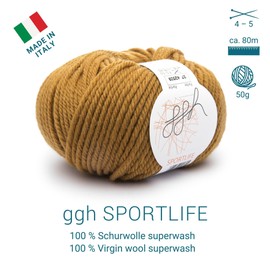 ggh Sportlife Box | 300 g Set (6 x 50 g) | 100% Soft Natural Fibre Virgin Wool in Many Colours | Colour 037 - Curry