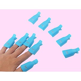 Onwon 10pc Professional Plastic Acrylic Nail Art Soak Off Cap Clip Uv Gel Polish Remover Wrap Cleaner Clip Cap Tool (Blue)