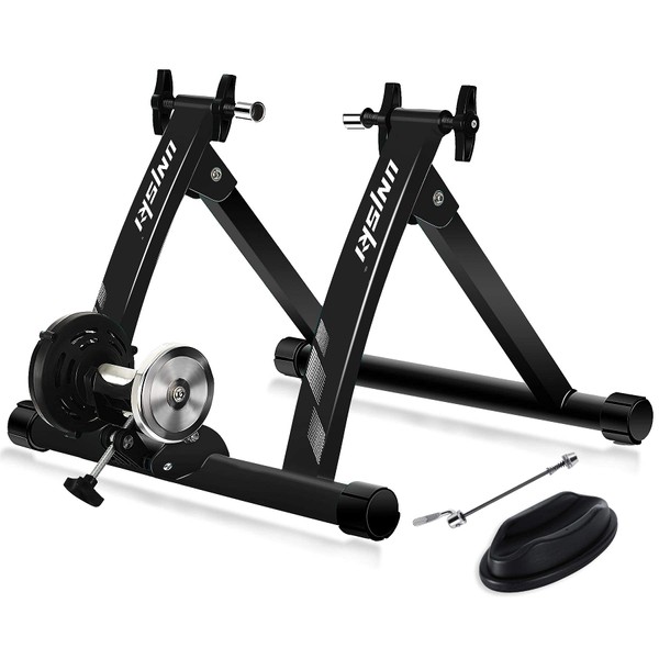 Unisky Bike Trainer Stand Indoor Bicycle Stand with Noise Reduction Magnetic Stationary Stand fits for 26-28inch, 700C Wheel